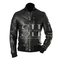 Men Black Bomber Leather Jacket