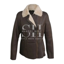 Jessica Vegan Aviator Brown Leather Jacket