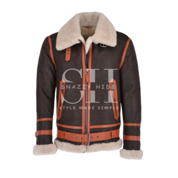 Men’s Aviator Shearling Brown Bomber Jacket