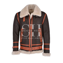 Men’s Aviator Shearling Brown Bomber Jacket