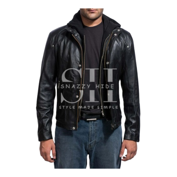 Men’s Highschool Fashion Black Leather Jacket