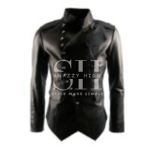 Black Leather Military Jacket For Men’s