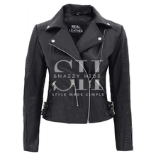 Black Leather Biker Jacket Womens