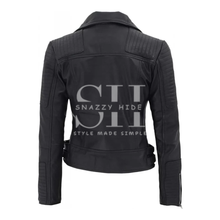 Black Leather Biker Jacket Womens