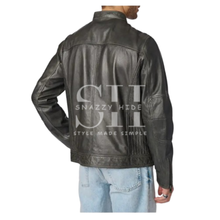 Brent Moto Grey Leather Jacket