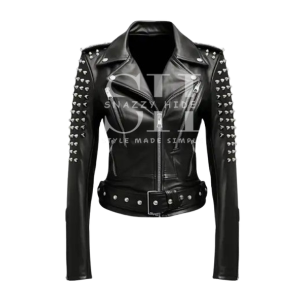 Womens Studded Leather Biker Jacket