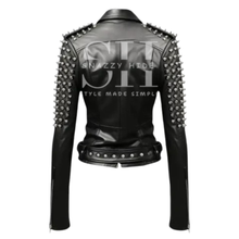Womens Studded Leather Biker Jacket