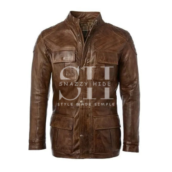Slim Fit Brown Motorcycle Jacket