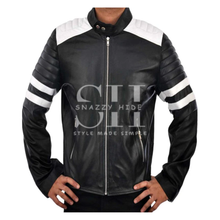 Fight Club Black and White Mayhem Leather Jacket