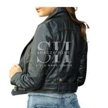 Womens Black Cropped Leather Jacket