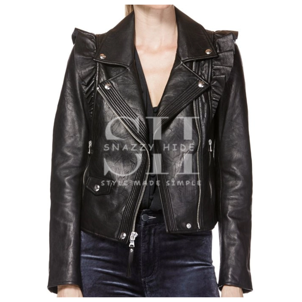 Jackie Goldschneider Black Leather Jacket