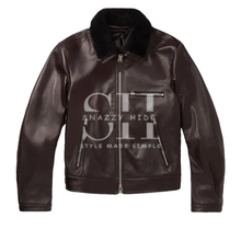 Brown Fur Leather Men Jacket