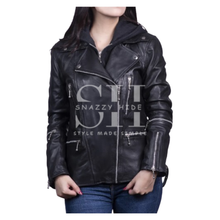 Women’s Black Slim Fit Leather Motorcycle Jacket