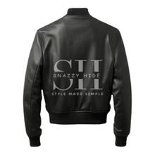 Mens Black Leather Bomber Jacket