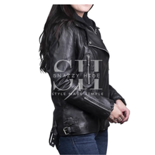 Women’s Black Slim Fit Leather Motorcycle Jacket