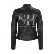 Black Cropped Leather Jacket For Women