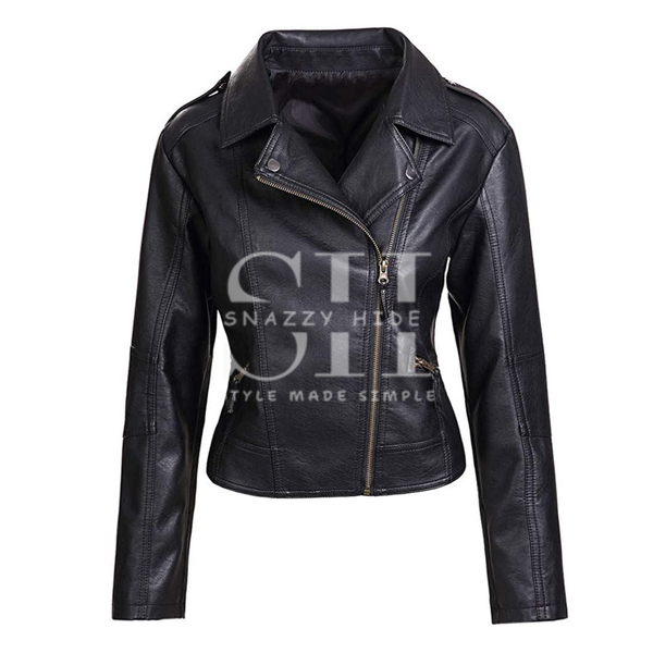 Women’s Quilted Style Black Leather Jacket