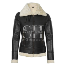 B3 Shearling Women's Black Leather Jacket