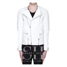 Asap Rocky White Leather Quilted Biker Jacket