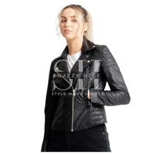 Women’s Zip Up Moto Biker Leather Jacket
