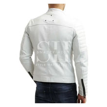 Mens Cafe Racer White Motorcycle Jacket
