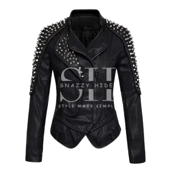 Women’s Punk Stylish Studded Leather Jacket