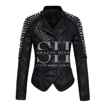 Women’s Punk Stylish Studded Leather Jacket