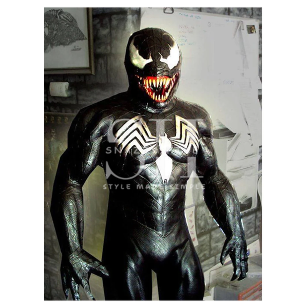 Spiderman Eddie Brock Venom Black Leather Jacket