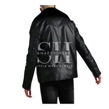 Mens Leather Biker Jacket With Fur Collar