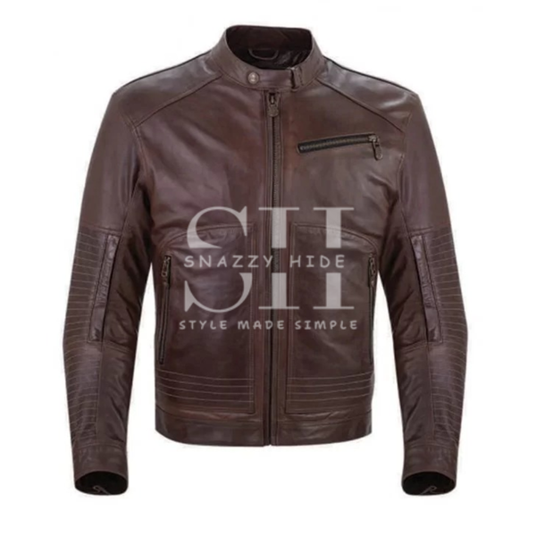 Men’s Brown Leather Biker Jacket