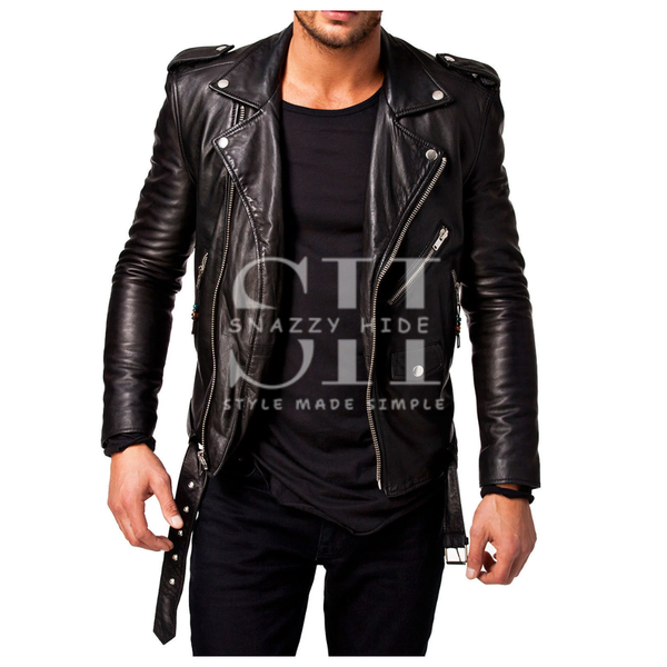 Men’s Slim Fit Biker Leather Jacket