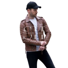 Men’s Slim Brown Biker Leather Jacket
