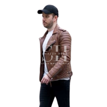 Men’s Slim Brown Biker Leather Jacket
