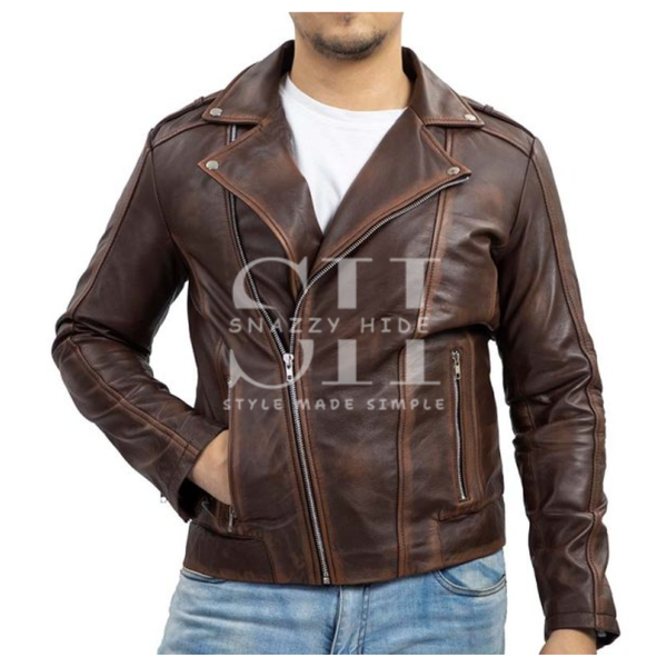 Men’s Asymmetric Motorcycle Leather Jacket