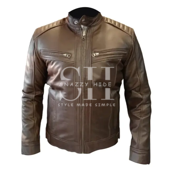 Motorcycle Leather Brown Jacket