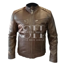 Motorcycle Leather Brown Jacket