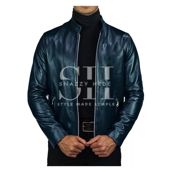 Men’s Midnight Black Leather Biker Jacket