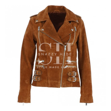 Motorcycle Brown Suede Leather Jacket