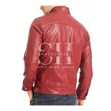 Men’s Motorcycle Red Leather Jacket