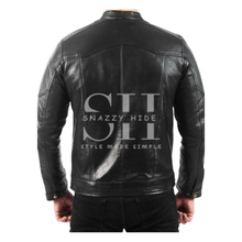 Men’s Black Leather Quilted Biker Jacket