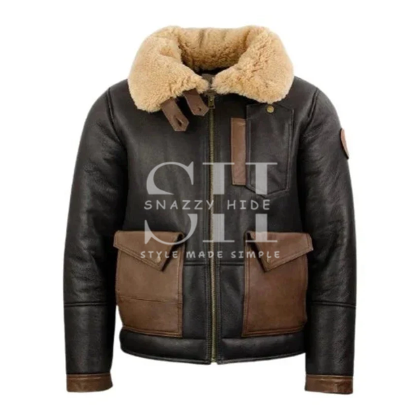 Men’s F-35 Aviator Chocolate Sheepskin Jacket