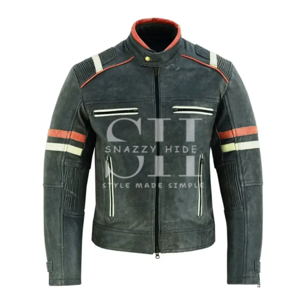 Men’s Distressed Black Biker Jacket