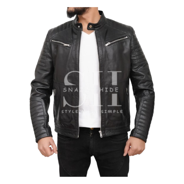 Men’s Leather Quilted Motorcycle Jacket