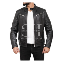 Men’s Leather Quilted Motorcycle Jacket