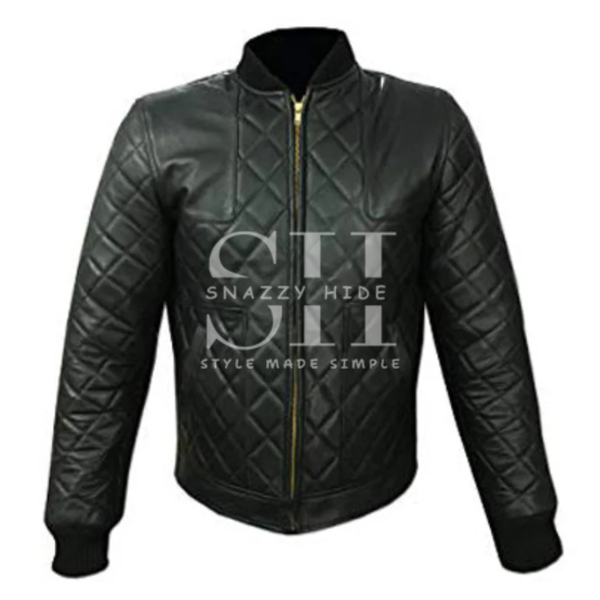 David Beckham Black Leather Quilted Jacket