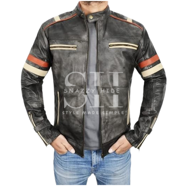Vintage Riding Motorcycle Cafe Racer Leather Jacket