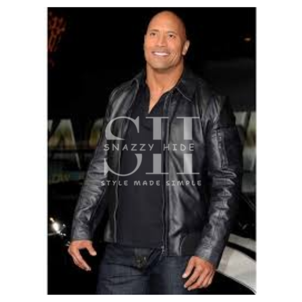 The Rock Dwayne Johnson Black Faster Leather Jacket