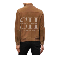 Tan Nubuck Leather Jacket For Men