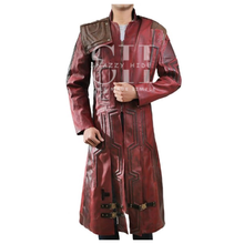 Starlord Guardians of the Galaxy Red Leather Trench Coat