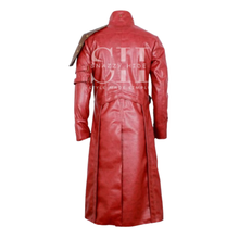 Starlord Guardians of the Galaxy Red Leather Trench Coat